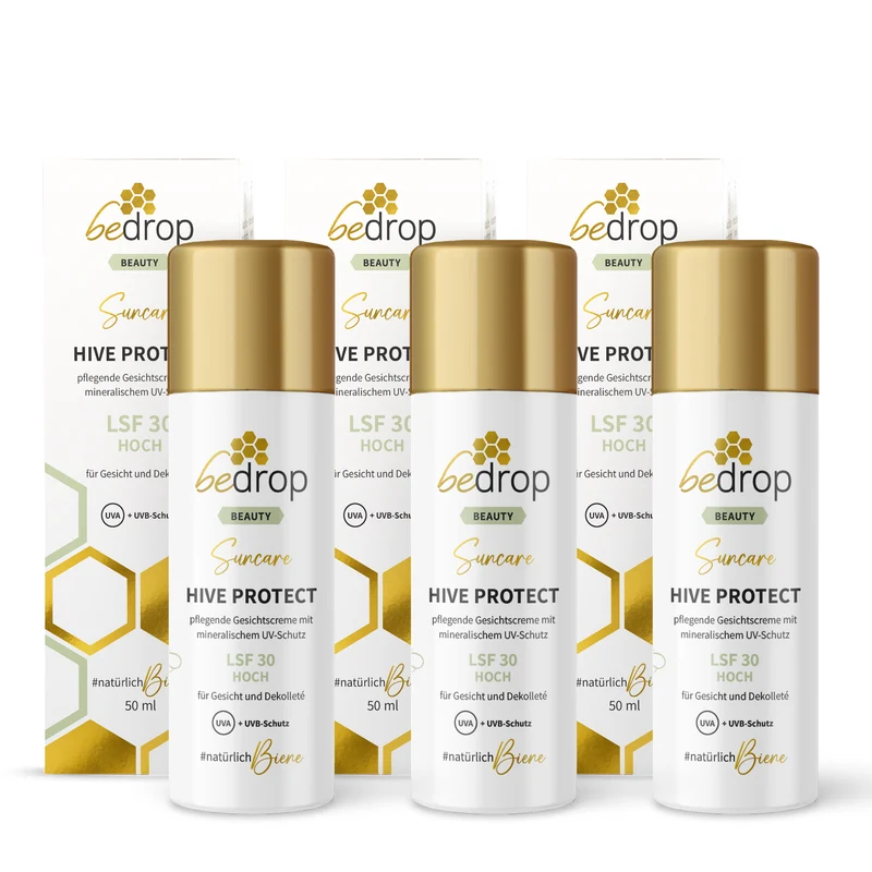 Vorteilsset: 3x HIVE PROTECT LSF 30 - Sonnencreme für Gesicht mit mineralischem UVA & UVB-Schutz - 50ml