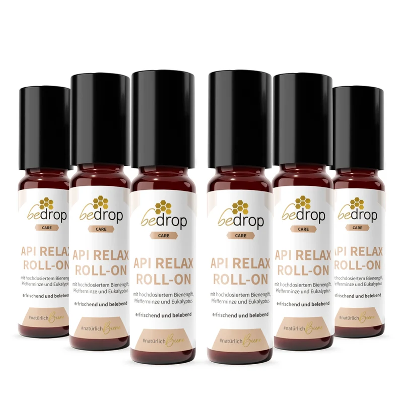 Vorteilsset: 6x Api Relax Roll-On mit hochdosiertem Bienengift, Pfefferminze und Eukalyptus - 10ml