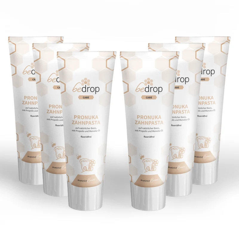 Vorteilsset: 6x Pronuka Zahnpasta / Zahncreme mit Propolis & Manuka-Öl, fluoridfrei & natürlich - 75ml