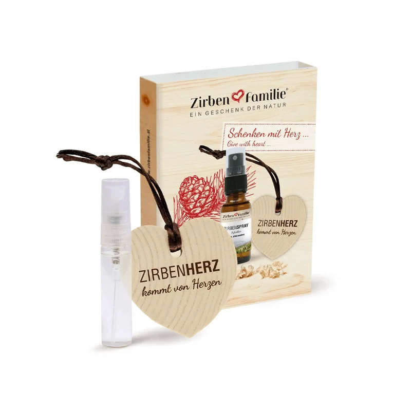 Zirbenherz und Zirbenspray Anhänger Set