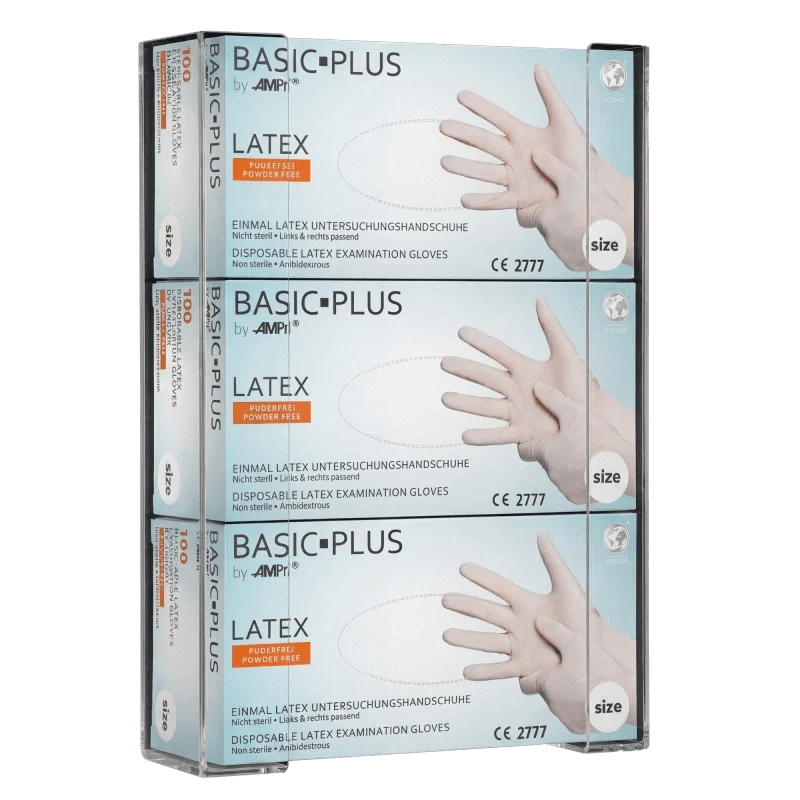AMPri Handschuh-Dispenserhalter Acryl Trio transparent für 3 Boxen