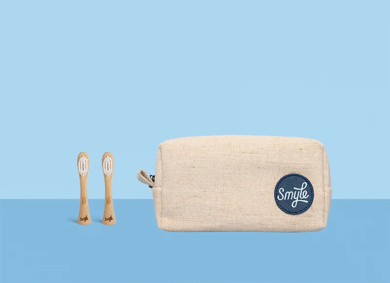 2 Bamboo Brush Heads + Travel Bag