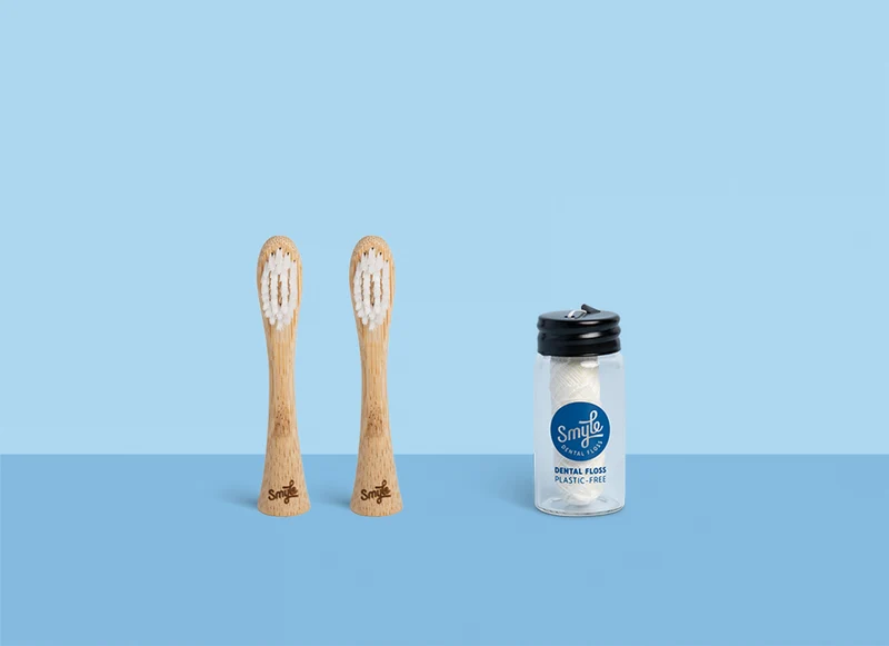 2 Bamboo Brush Heads + Floss