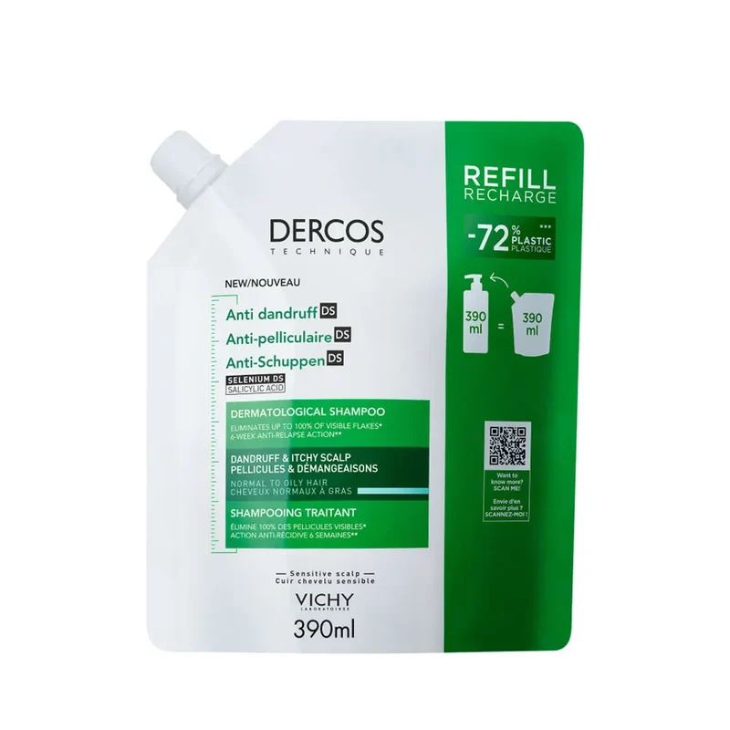 Dercos Antidandruff Oily Dandruff Shampoo _ Refill - 390ml