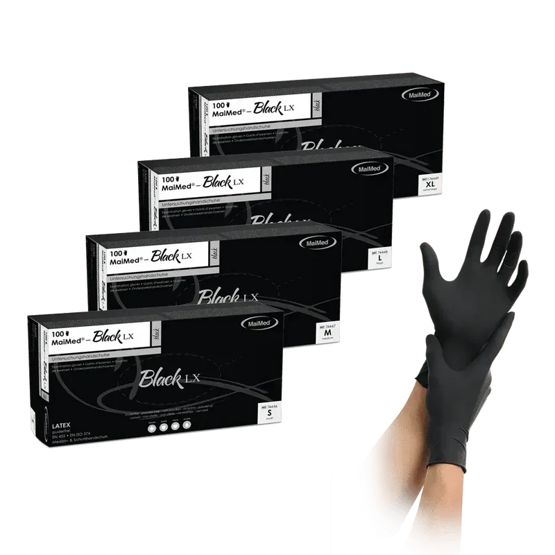 Schwarze Latexhandschuhe | MaiMed BLACK LX 100 Handschuhe