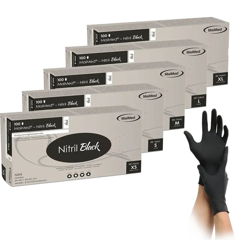 Schwarze Nitrilhandschuhe | MaiMed Black Einmalhandschuhe | 100 Stück