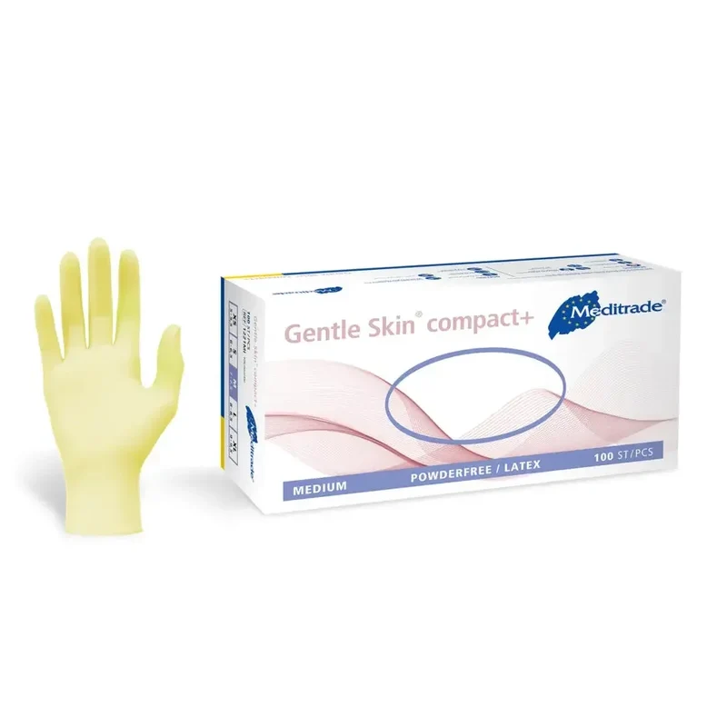 Meditrade Gentle Skin compact+ | Latexhandschuhe | Puderfrei, 100 Stück pro Box