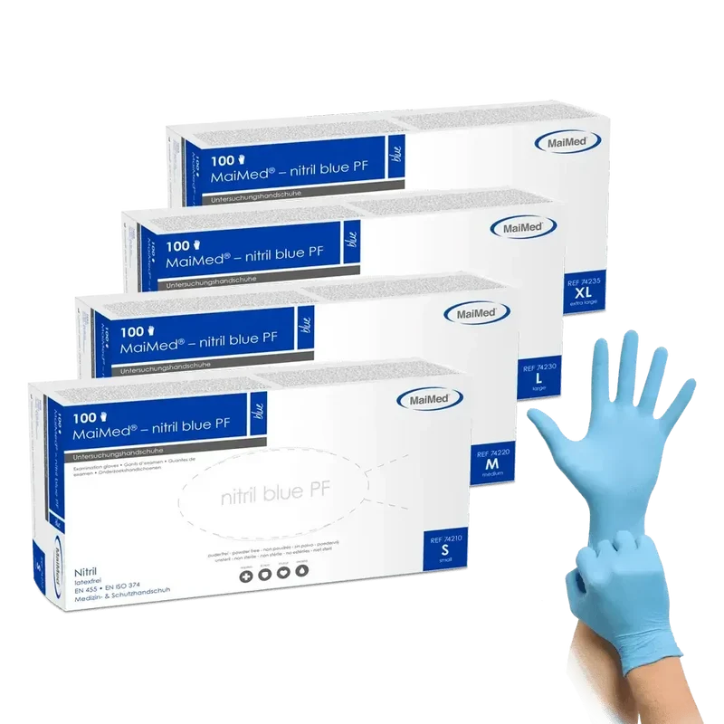 MaiMed Nitril Blue PF robuste Nitrilhandschuhe Blau 100 Stück