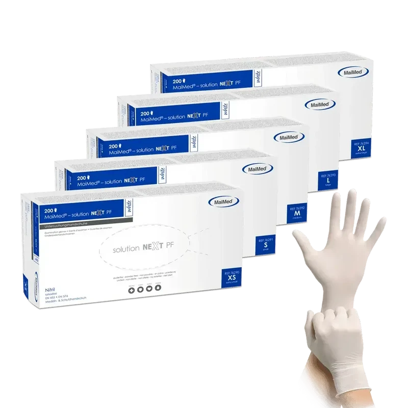 MaiMed Solution NEXT PF weiß 200 Stück Nitrilhandschuhe