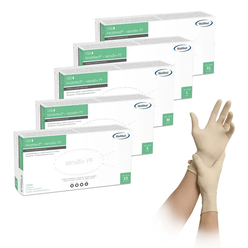 MaiMed sensitiv PF Latexhandschuhe 100 Stück Beige