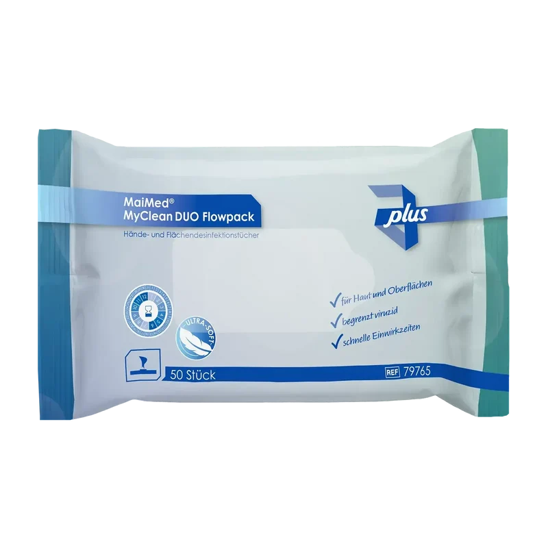 MaiMed MyClean DUO Flowpack 50 Blatt Händedesinfektion & Flächendesinfektionstücher