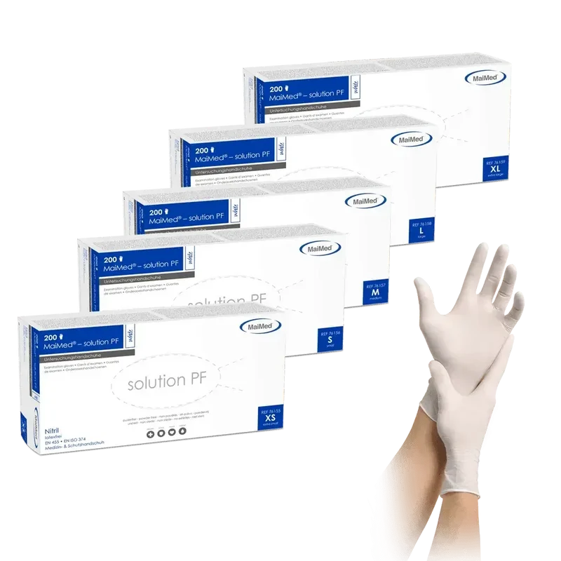 Nitrilhandschuhe weiß | MaiMed Solution PF 200 white Handschuhe