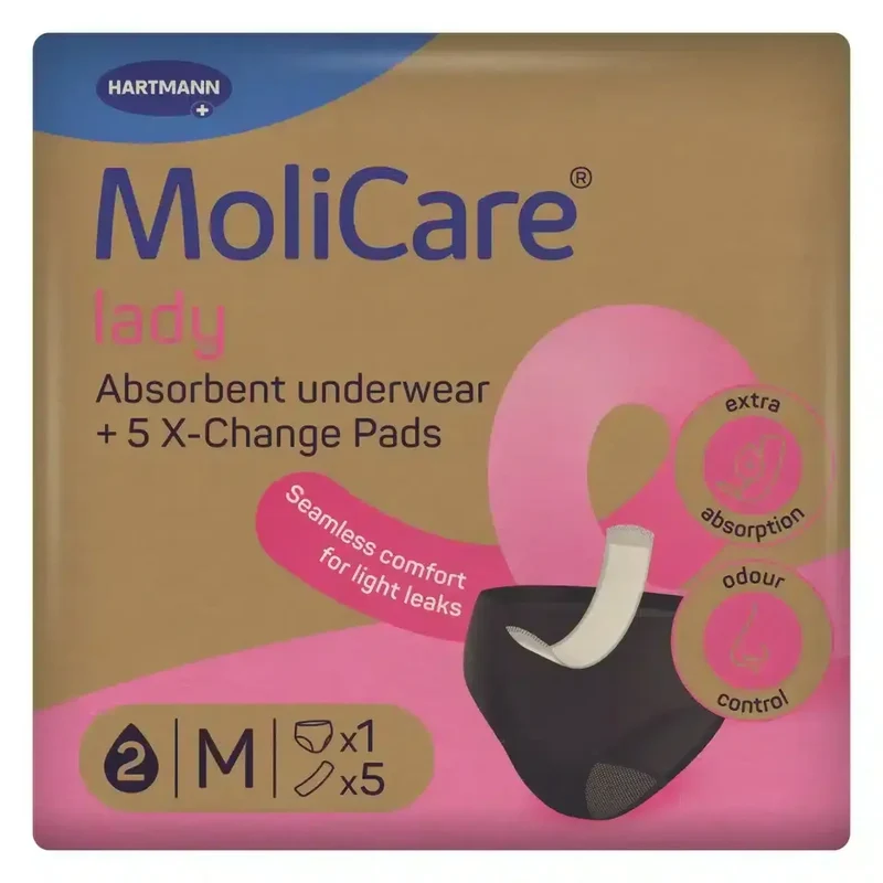 MoliCare® lady Absorbent underwear + 5 X-Change Pads | 5 Waschbare Inkontinenzhosen Damen