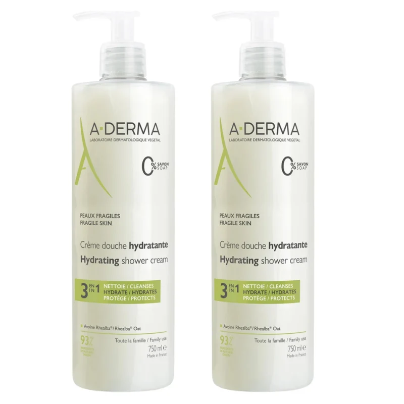 A-Derma Moisturizing Shower Gel - 750ml (Double Pack)