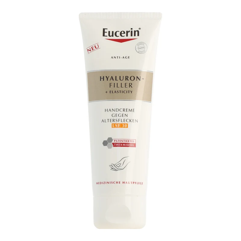 Eucerin Hyaluron-Filler + Elasticity Handcreme gegen Altersflecken LSF 30