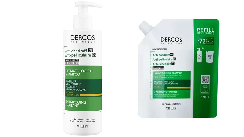 Dercos Antidandruff Dry Dandruff Shampoo (Pack 390ml + Refill 390ml)
