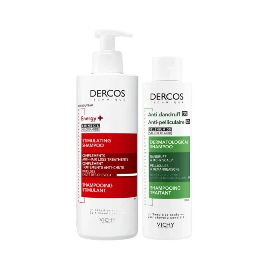 Dercos Stimulating Shampoo - 400ml + Antidandruff Oily Dandruff Shampoo - 200ml