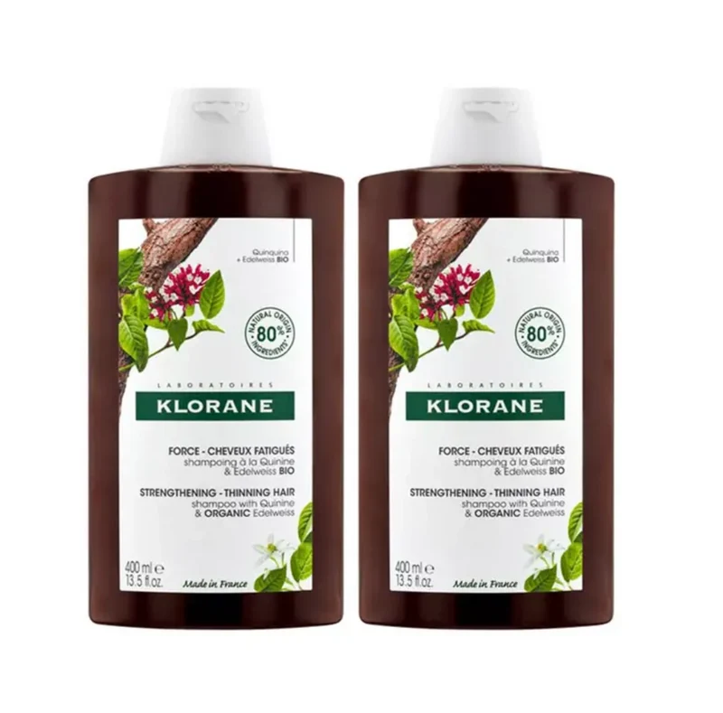 Klorane Organic Quinine Shampoo - 400ml (Double Pack)