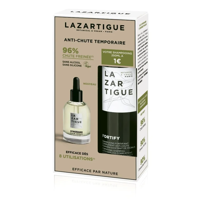 Lazartigue Thicker Redensifying Serum - 50ml + Fortify Fortifying Shampoo Anti-hair loss supplement - 250 ml