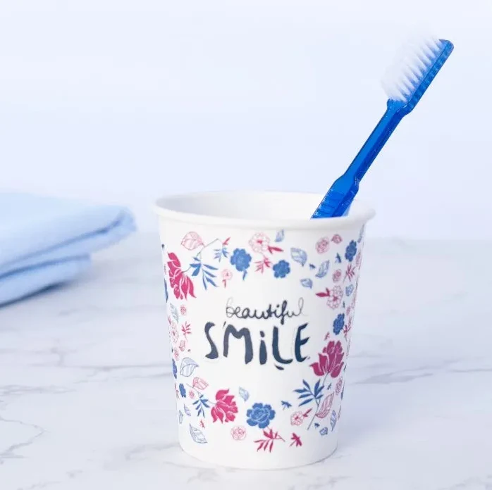 Wellsamed Mundspülbecher aus Papier Smile Blümchen