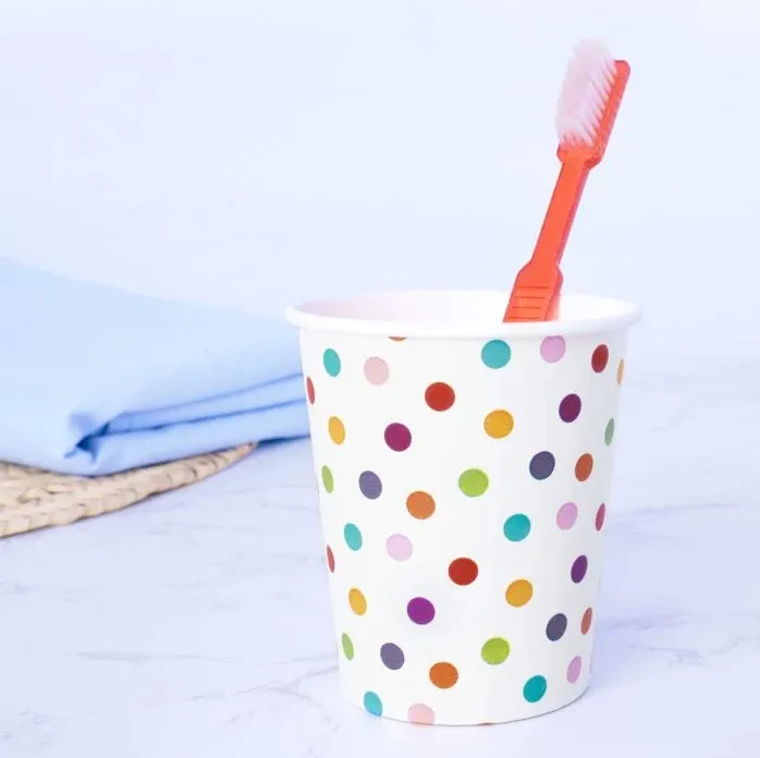 Wellsamed Mundspülbecher aus Papier Dots