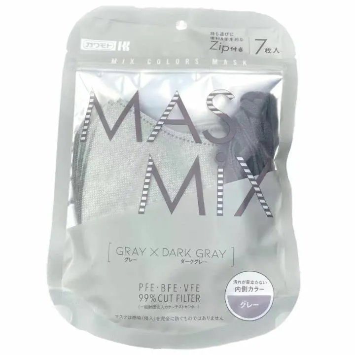Kirei Mask Gray & Dark Gray 7 Pieces Kawamoto Sangyo