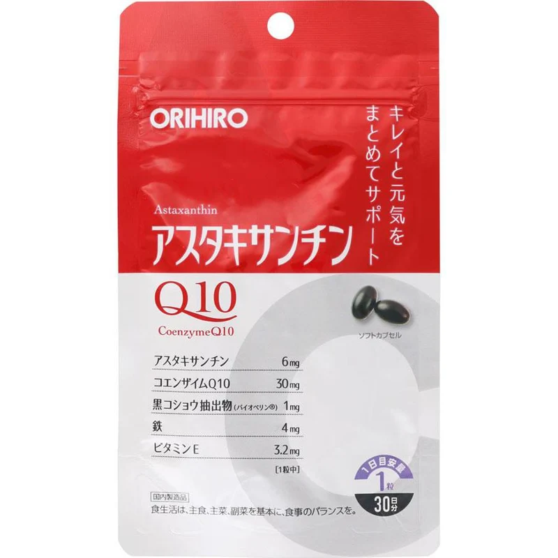 Orihiro Astaxanthin 6mg Coenzyme Q10 30mg 30 Soft Capsules - Japanese Vitamins And Supplements