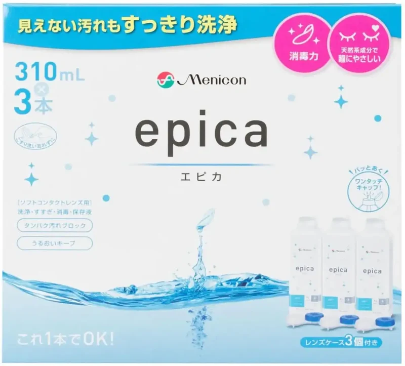 Menicon Epica Cold Wash Preserve Rinse Disinfect Solution (For Software) 310Ml X 3 Packs | Japan