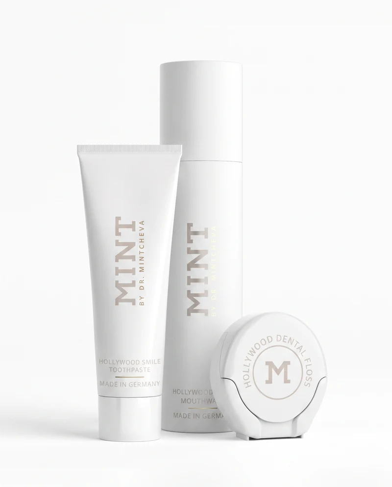 MINT Hollywood Smile Set 2 – Zahnpasta, Zahnseide & Mundwasser