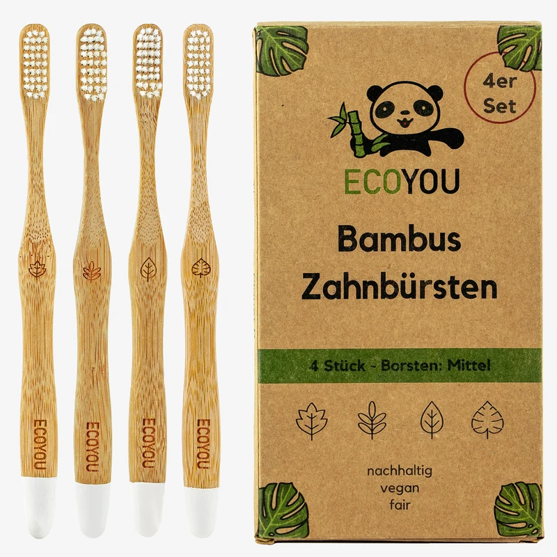Bambus Zahnbürsten - 4er Set