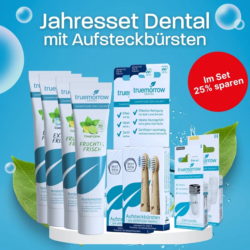 Jahresset Dental mit Aufsteckbürsten und Zahnpasta