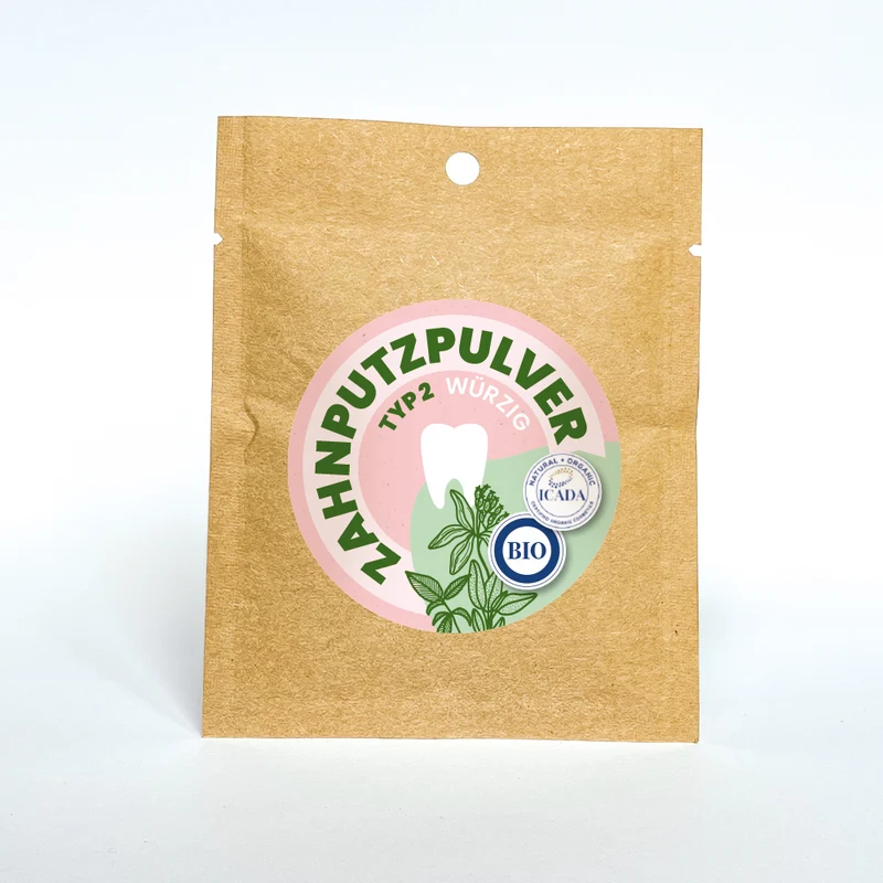 SCHETTLERs Bio-Zahnputzpulver - Pulver Typ 2 | natürliche Zahnpflege | Nachfülltüte aus Kraft-Papier