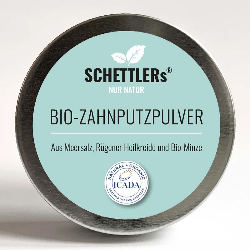 SCHETTLERs Bio-Zahnputzpulver | Das Original | 30g-Schraubdeckeldose aus Weißblech