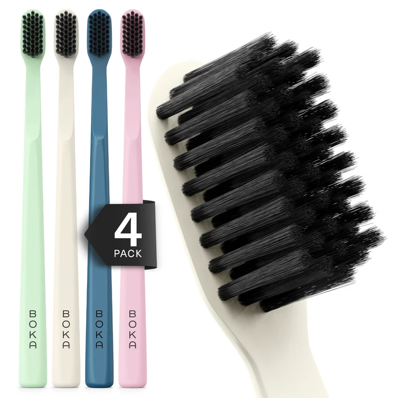 Classic Activated Charcoal Toothbrush 4-Pack