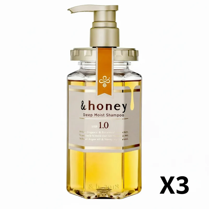 Honey Deep Moist Shampoo Super Moist Organic Japan 440Ml - Set of 3