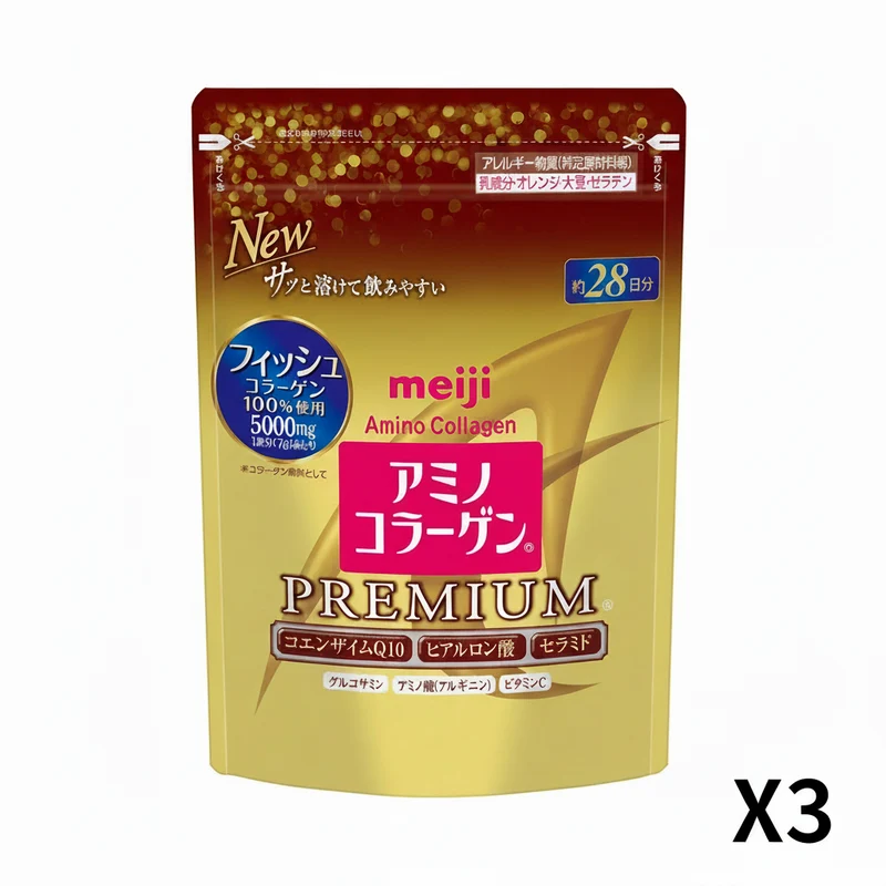 Meiji New Amino Collagen Premium Refill 196g - Set of 3