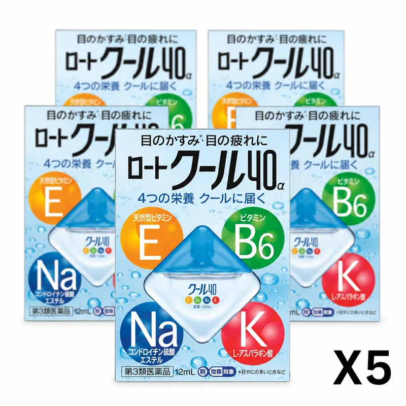 Rohto Cool 40α Cooling Vitamin Eye Drops (12ml) Japanese 5-Pack