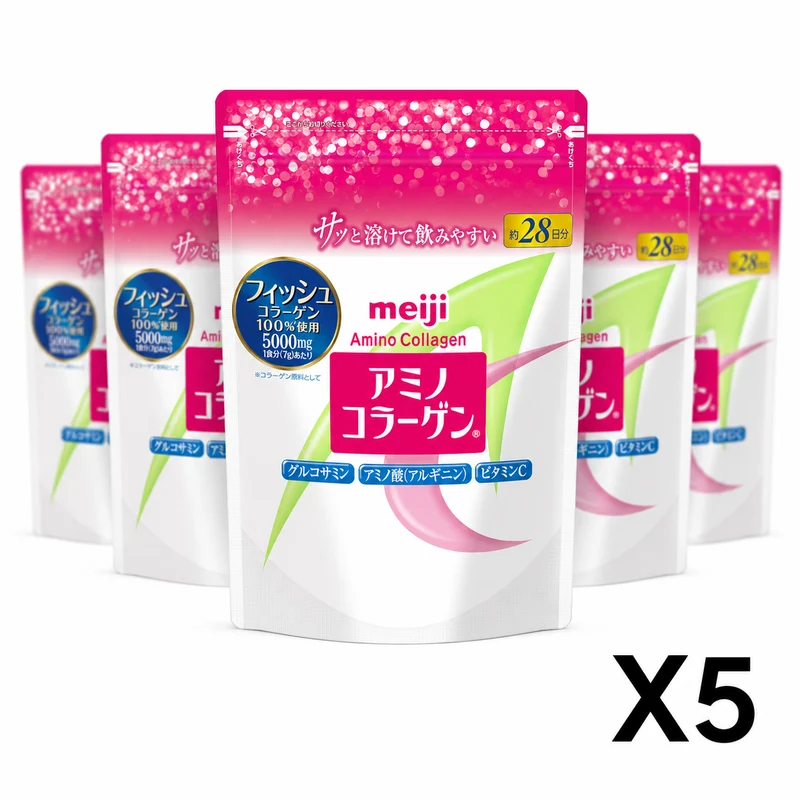 Meiji Amino Collagen Powder Refill 196g - 5-Unit Bundle