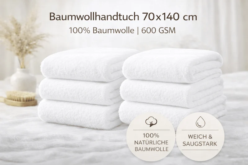 Premium Baumwollhandtuch – 100% Natur, 600 GSM