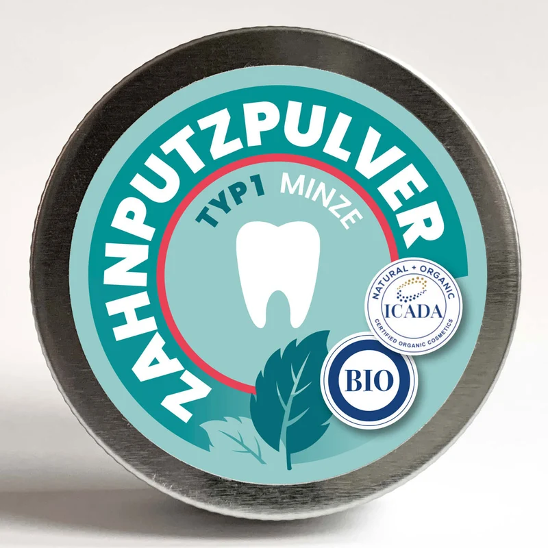 SCHETTLERs Bio-Zahnputzpulver - Pulver Typ 1 | natürliche Zahnpflege | 30g-Schraubdeckeldose aus Weißblech