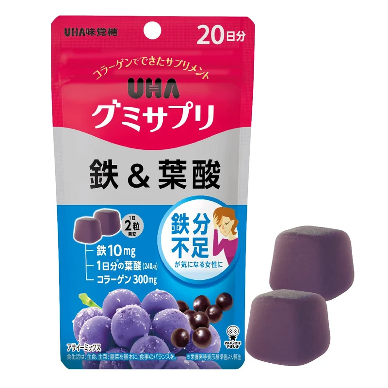 Uha Miku Candy Iron & Folic Acid Gummy Supplement Acai Flavor Daily Supply