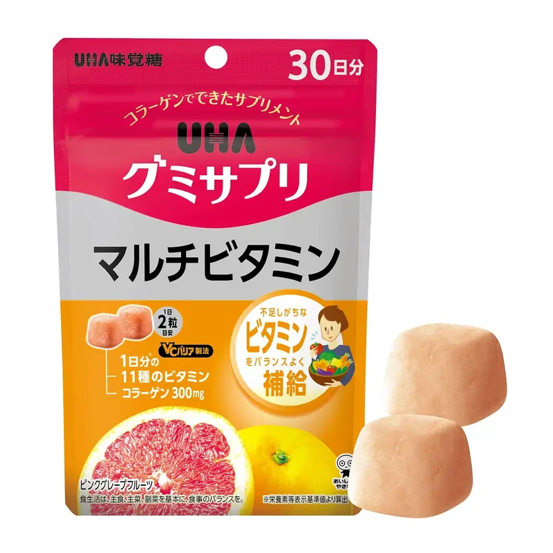 Uha Miku Candy: Multivitamin Gummies Daily Supply Pink Grapefruit Flavor