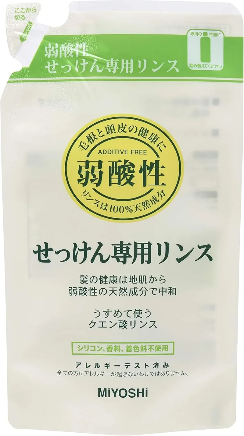 Miyoshi Additive-Free Soap Rinse 300ml Refill - Gentle Hair Care